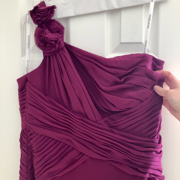 David’s Bridal Chiffon Bridesmaid’s Dress, size 14, Bright Wine Color - Picture 1 of 4